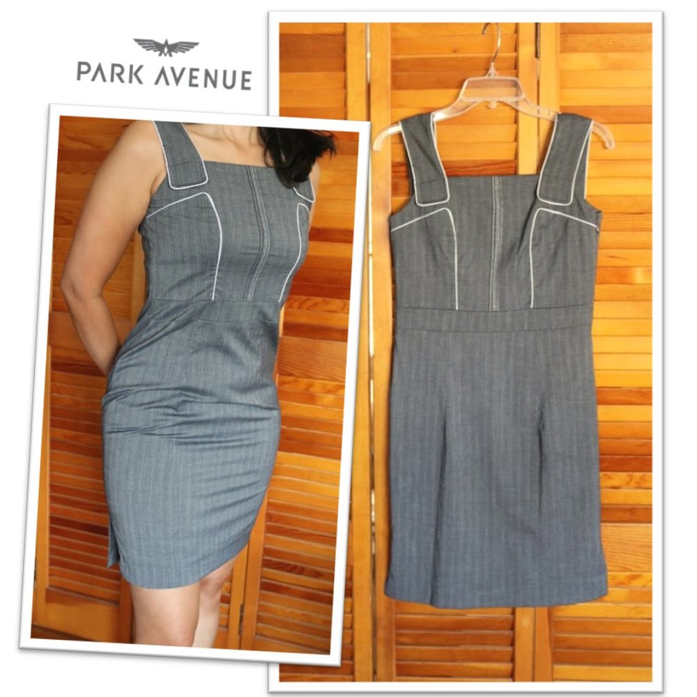PARK AVENUE Pinstripe Pinafore Business Suit Dress - Size 2 (XS)